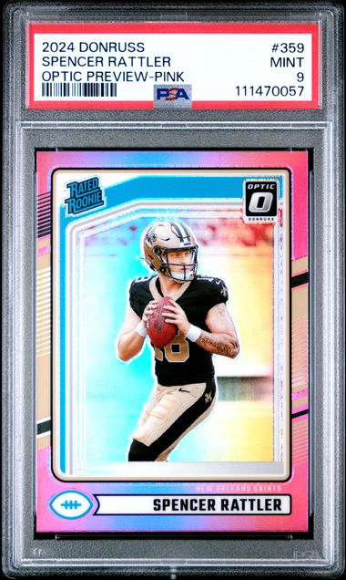 2024 Panini Donruss Spencer Rattler #359 (Optic Preview-Pink) Mint 9 front