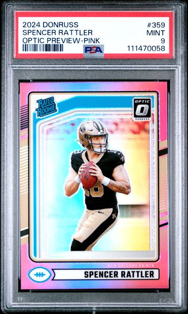 2024 Panini Donruss Spencer Rattler #359 (Optic Preview-Pink) Mint 9 front
