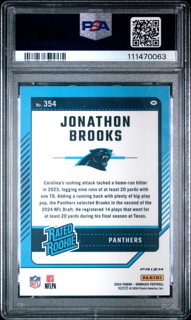 2024 Panini Donruss Jonathon Brooks #354 (Optic Preview-Pink) Mint 9 back