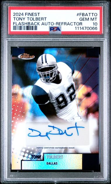 2024 Topps Finest Flashback Autographs Tony Tolbert #Fbatto (Flashback Auto-Refractor) Gem Mt 10 front