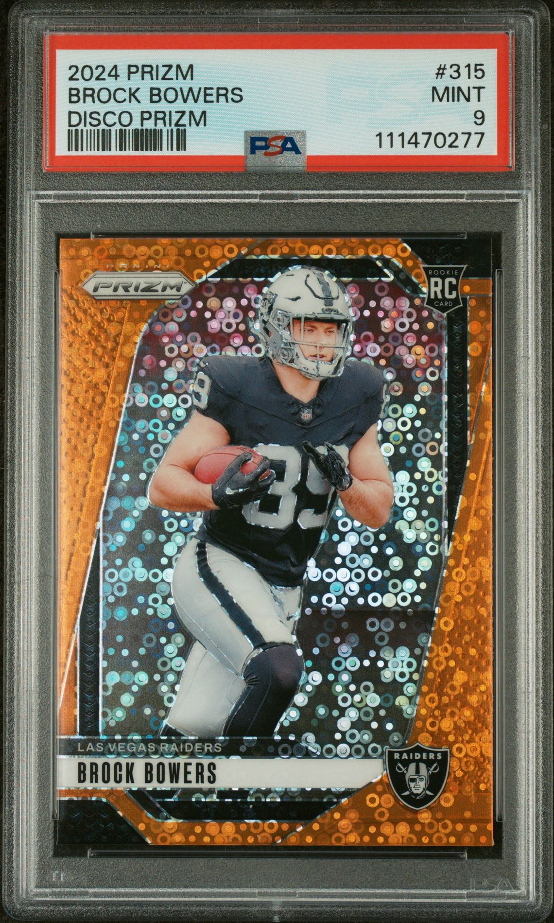 2024 Panini Prizm Brock Bowers #315 (Disco Prizm) Mint 9 front