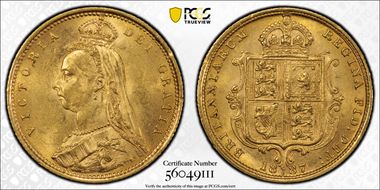 1887-S 1/2 Sov S-3871 Spread JEB MS62