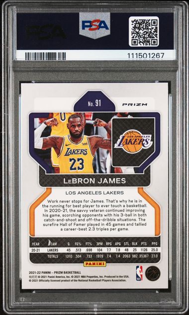 2021 Panini Prizm Lebron James #91 (Nba 75Th Prizm) Mint 9 back