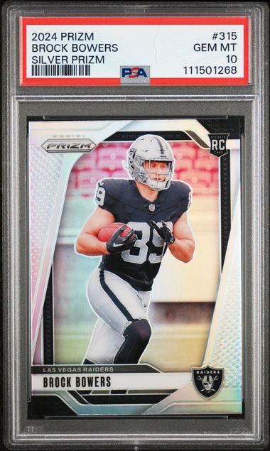 2024 Panini Prizm Brock Bowers #315 (Silver Prizm) Gem Mt 10 front