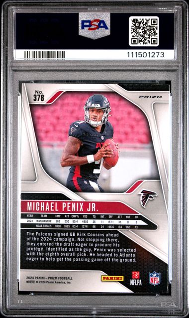 2024 Panini Prizm Michael Penix Jr. #378 (Lazer Prizm) Gem Mt 10 back