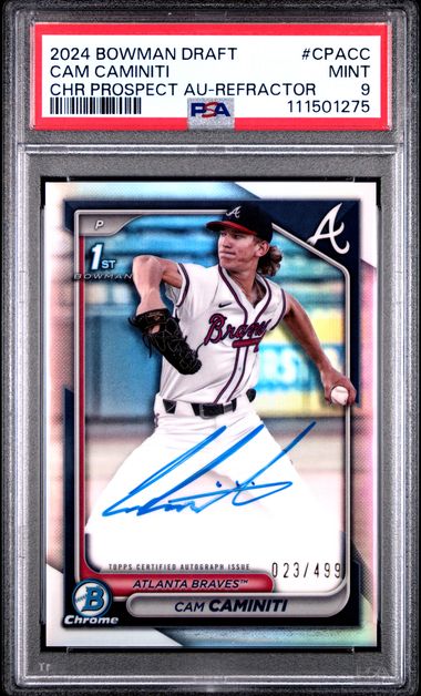 2024 Bowman Draft Chrome Prospect Autographs Cam Caminiti #Cpacc (Chr Prospect Au-Refractor) Mint 9 front