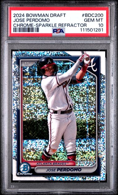 2024 Bowman Draft Jose Perdomo #Bdc200 (Chrome-Sparkle Refractor) Gem Mt 10 front