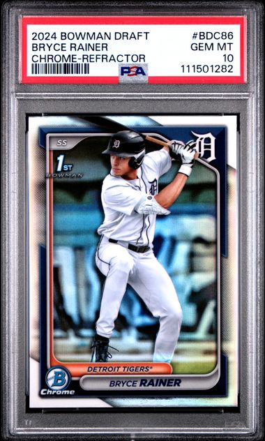 2024 Bowman Draft Bryce Rainer #Bdc86 (Chrome-Refractor) Gem Mt 10 front