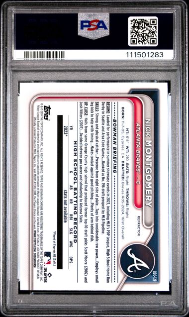 2024 Bowman Draft Nick Montgomery #Bdc129 (Chrome-Refractor) Mint 9 back