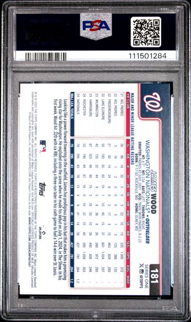 2025 Topps James Wood #181 Mint 9 back