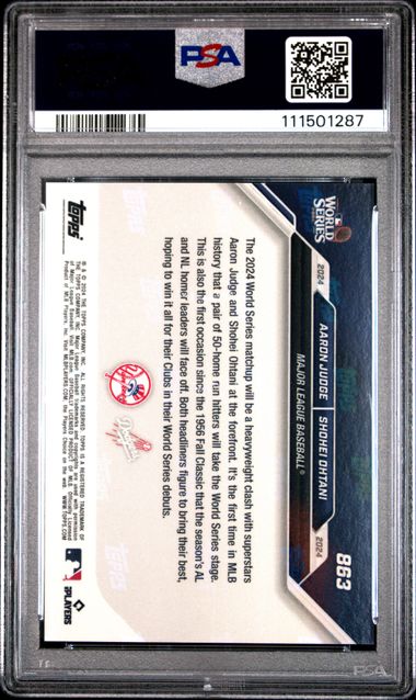2024 Topps Now Judge/Ohtani #863 Gem Mt 10 back