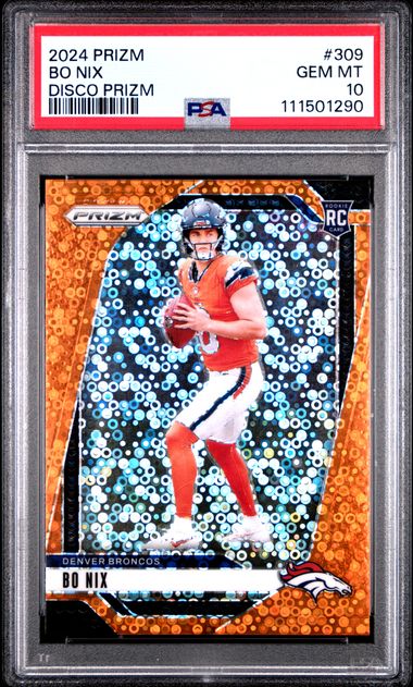 2024 Panini Prizm Bo Nix #309 (Disco Prizm) Gem Mt 10 front