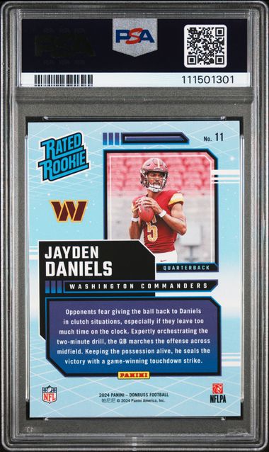 2024 Panini Donruss Rated Rookies Retro Jayden Daniels #11 Gem Mt 10 back