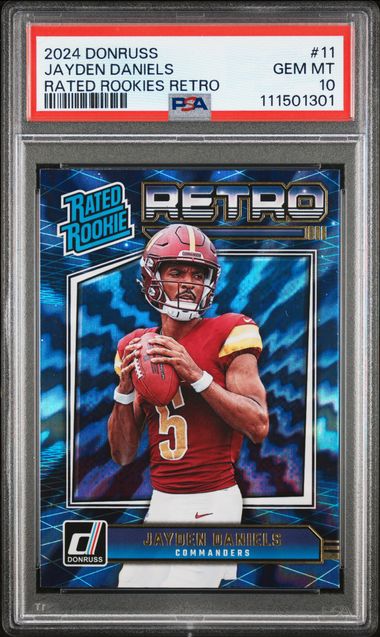 2024 Panini Donruss Rated Rookies Retro Jayden Daniels #11 Gem Mt 10 front
