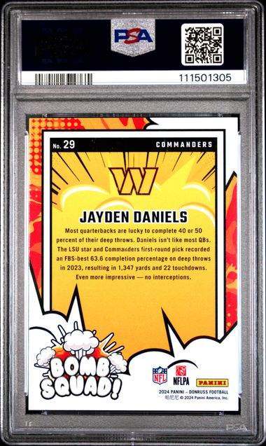 2024 Panini Donruss Bomb Squad Jayden Daniels #29 Gem Mt 10 back