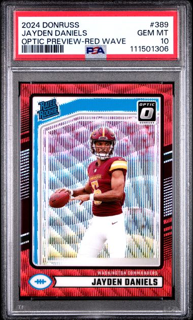 2024 Panini Donruss Jayden Daniels #389 (Optic Preview-Red Wave) Gem Mt 10 front