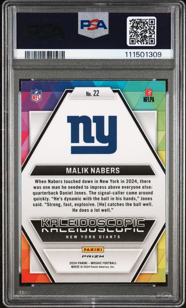 2024 Panini Mosaic Kaleidoscopic Malik Nabers #22 Gem Mt 10 back