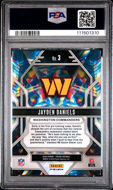 2024 Panini Prizm Prizmatic Jayden Daniels #3 (Prizmatic-Green Prizm) Mint 9 back