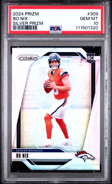 2024 Panini Prizm Bo Nix #309 (Silver Prizm) Gem Mt 10 front