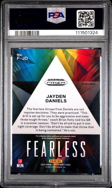 2024 Panini Prizm Draft Picks Fearless Jayden Daniels #Fjd (Fearless-Red Ice) Gem Mt 10 back