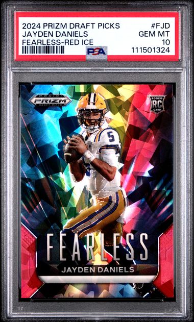 2024 Panini Prizm Draft Picks Fearless Jayden Daniels #Fjd (Fearless-Red Ice) Gem Mt 10 front