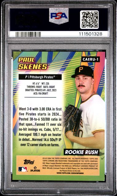 2024 Topps Chrome Update Chrome All-Etch Rookie Rush Paul Skenes #1 (All-Etch Rk Rush-Orange Ref) Mint 9 back