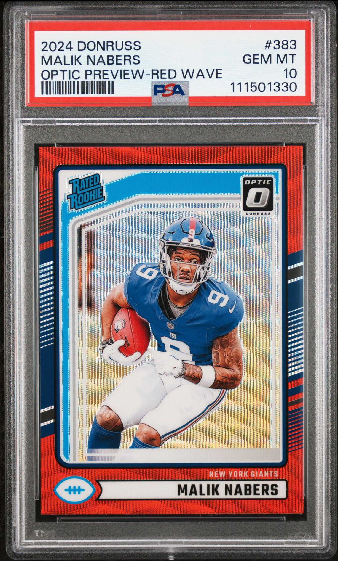 2024 Panini Donruss Malik Nabers #383 (Optic Preview-Red Wave) Gem Mt 10 front