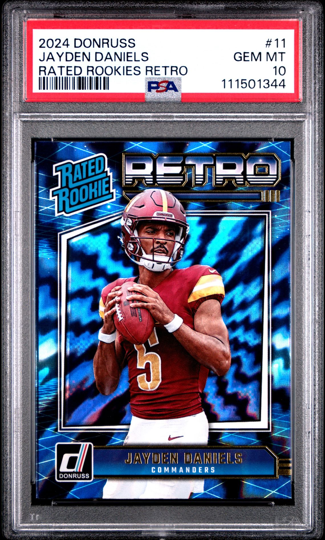 2024 Panini Donruss Rated Rookies Retro Jayden Daniels #11 Gem Mt 10 front