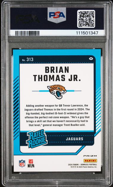 2024 Panini Donruss Brian Thomas Jr. #313 (Optic Preview-Red Wave) Gem Mt 10 back