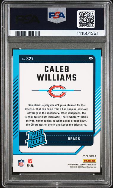 2024 Panini Donruss Caleb Williams #327 (Optic Preview-Red & Green) Gem Mt 10 back