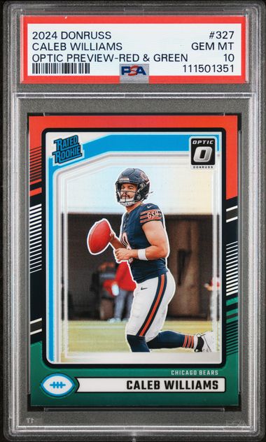2024 Panini Donruss Caleb Williams #327 (Optic Preview-Red & Green) Gem Mt 10 front