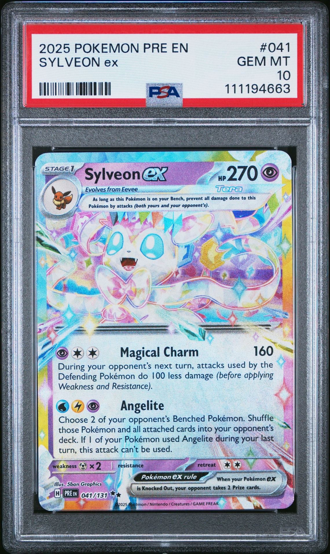 2025 Pokemon Pre En-Prismatic Evolutions Sylveon Ex #041 Gem Mt 10 front