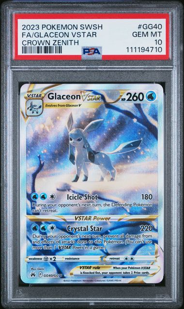 2023 Pokemon Sword And Shield Crown Zenith Fa/Glaceon Vstar #Gg40 (Crown Zenith) Gem Mt 10 front