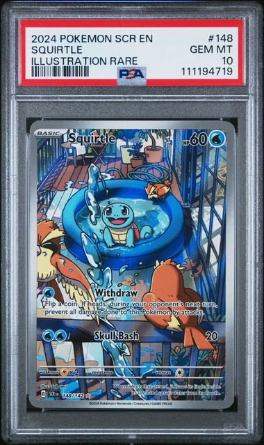 2024 Pokemon Scr En-Stellar Crown Squirtle #148 (Illustration Rare) Gem Mt 10 front
