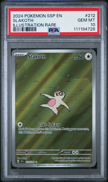 2024 Pokemon Ssp En-Surging Sparks Slakoth #212 (Illustration Rare) Gem Mt 10 front