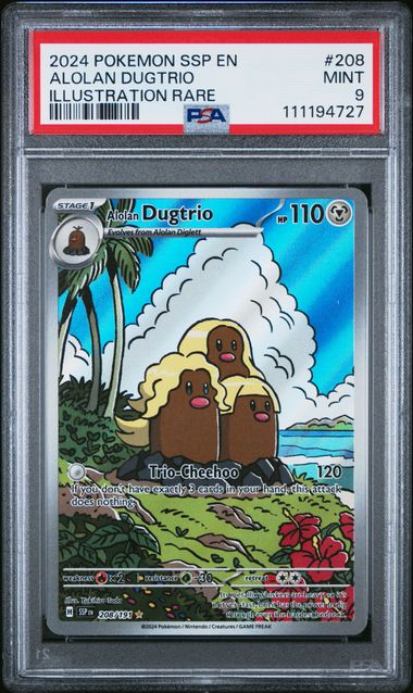2024 Pokemon Ssp En-Surging Sparks Alolan Dugtrio #208 (Illustration Rare) Mint 9 front