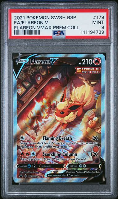 2021 Pokemon Swsh Black Star Promo Fa/Flareon V #179 (Flareon Vmax Prem.coll.) Mint 9 front