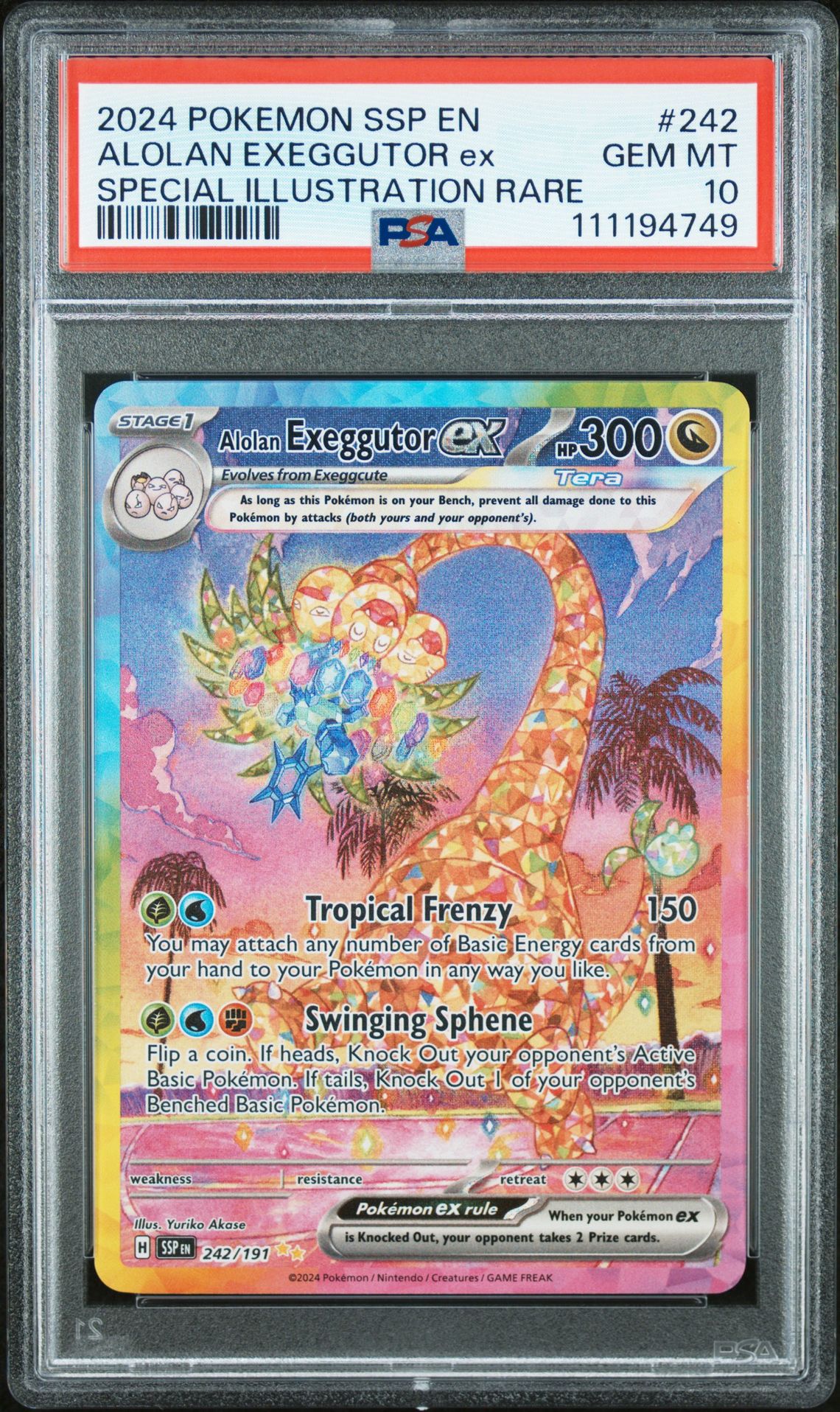 2024 Pokemon Ssp En-Surging Sparks Alolan Exeggutor Ex #242 (Special Illustration Rare) Gem Mt 10 front