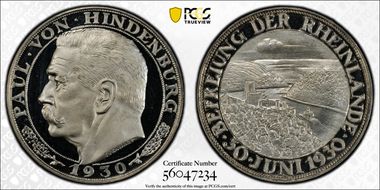 1930 Medal Schl-98 Hindenburg Ag E: W. MUENZAN SILBER 900 FEIN SP66