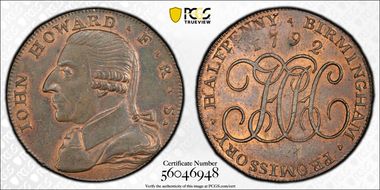 1792 Tk 1/2D DH-145 Warwickshire, Hickman's MS63RB