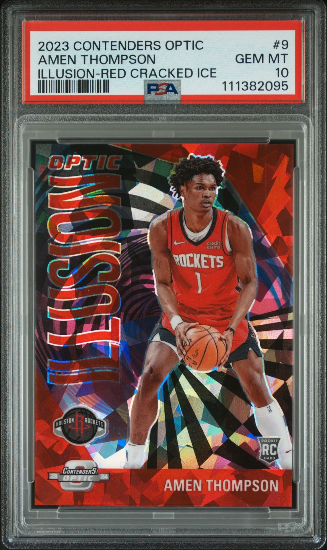 2023 Panini PANINI CONTENDERS OPTIC OPTIC ILLUSION RED CRACKED ICE #9 Amen Thompson front