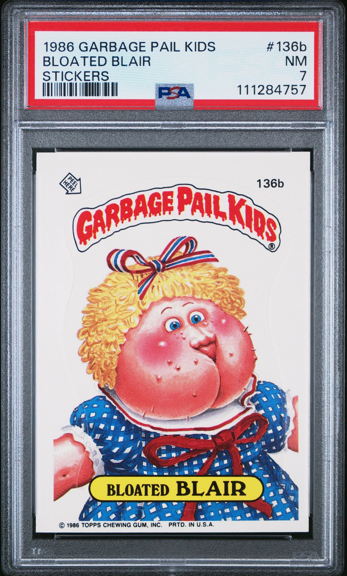 1986 Topps Garbage Pail Kids Stickers #136B Bloated Blair front