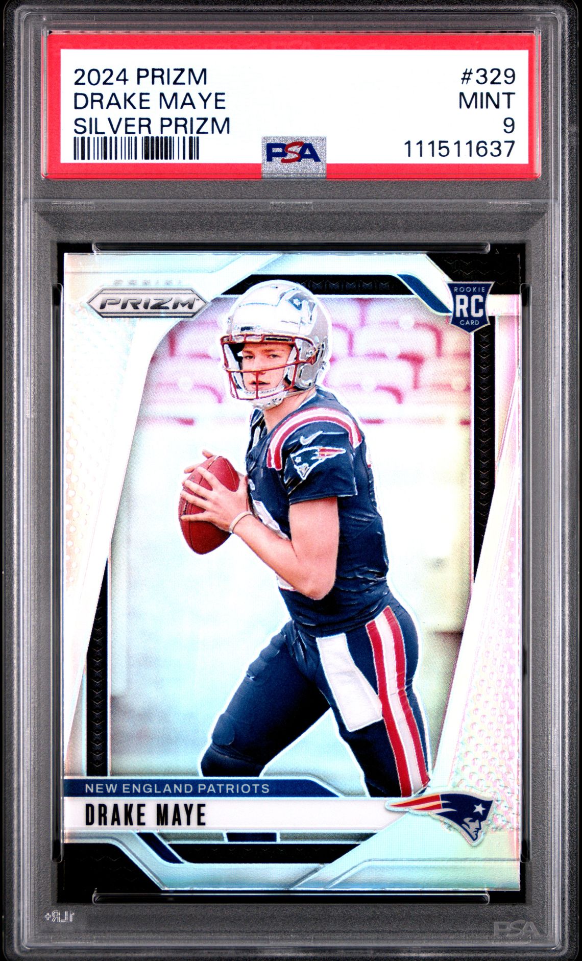 2024 Panini Prizm Drake Maye #329 (Silver Prizm) Mint 9 front