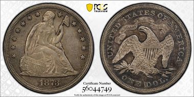 1873 $1 Seated PR58