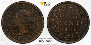 1891 1C Small Date, Small Leaves XF45BN