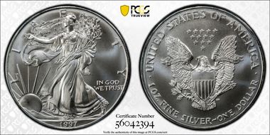 1997 $1 Silver Eagle MS69