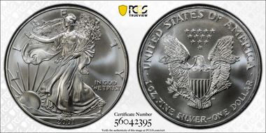 2001 $1 Silver Eagle MS69