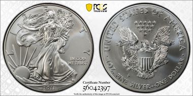 2011-S $1 Silver Eagle 25th Anniversary Set MS70