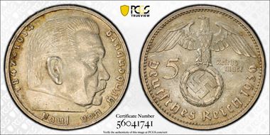 1936-E 5 Mk Swastika J-367 MS62