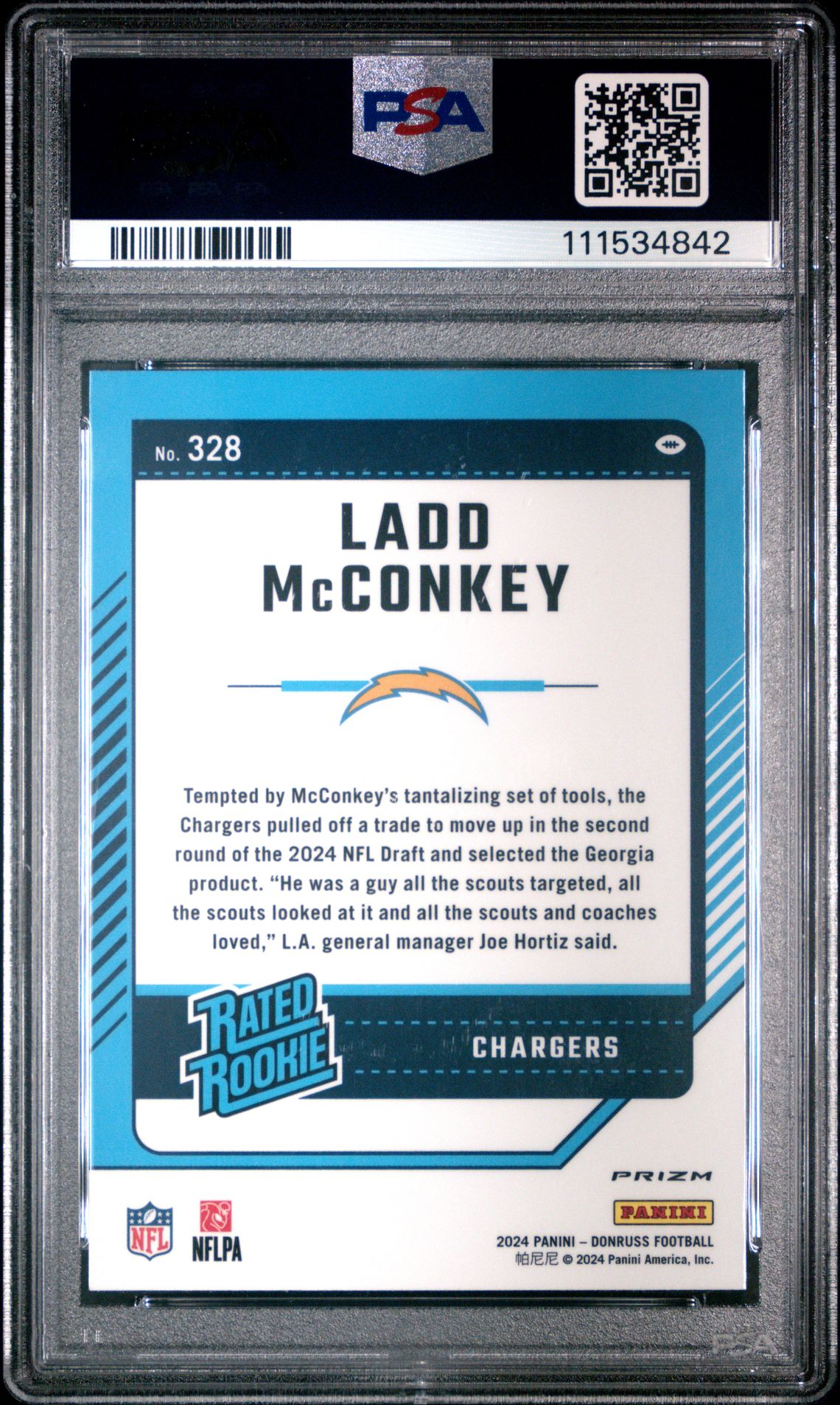 2024 Panini Donruss Ladd Mcconkey #328 (Optic Preview-Red Wave) Gem Mt 10 back